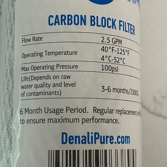 Denali Pure Carbon Filter for Water Filtration System NWT 2 Pieces - Picture 2 of 7